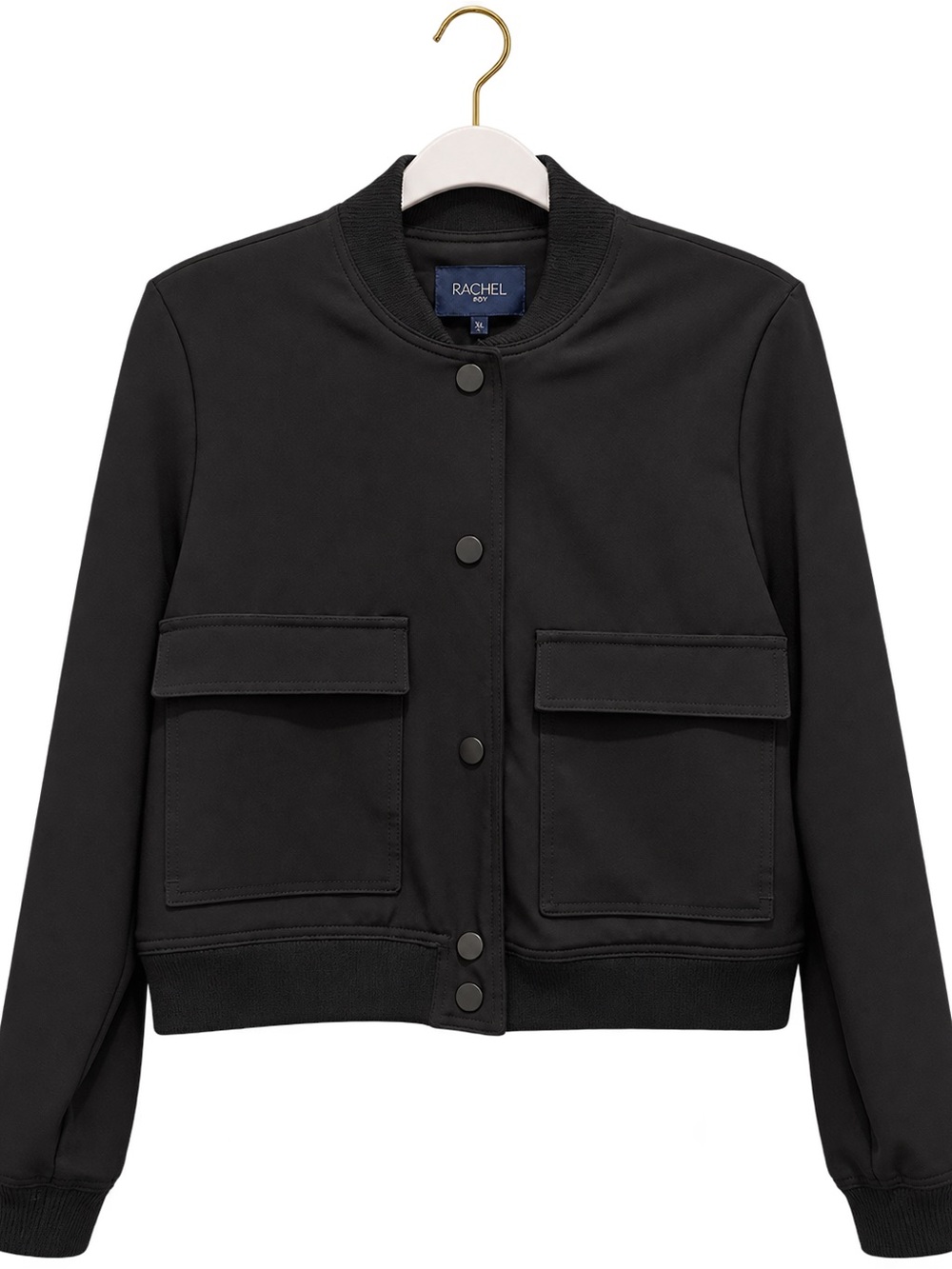 RACHEL Rachel Roy Black Snap-Front Bomber Jacket